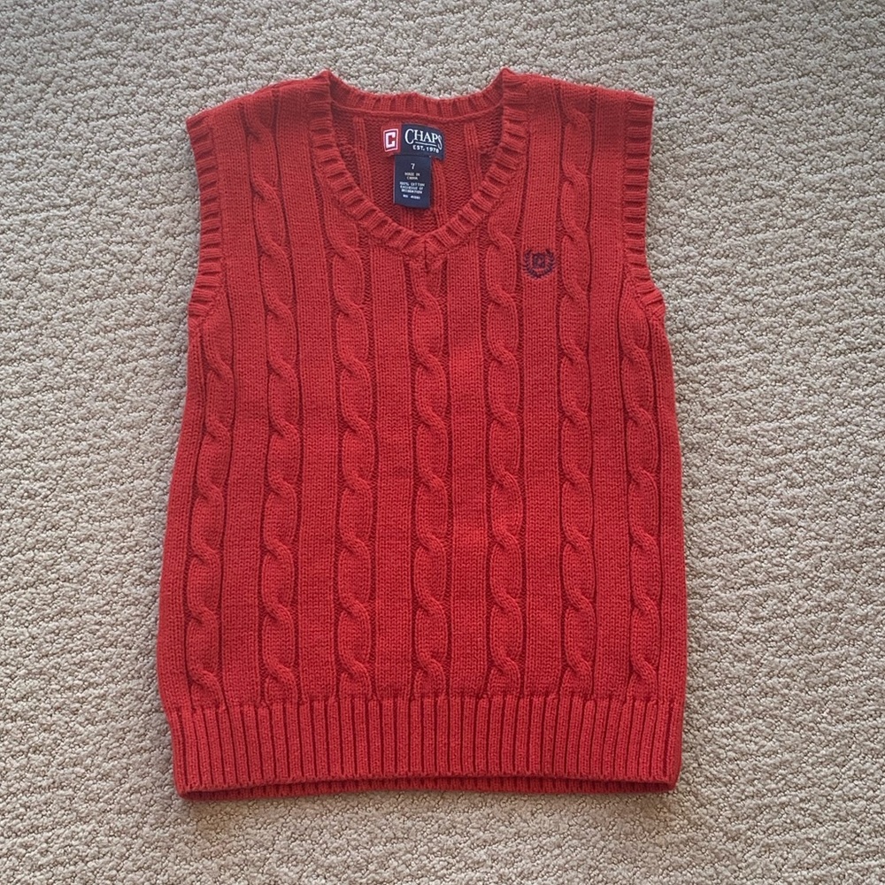 Chaps Boys Red Sweater Vest